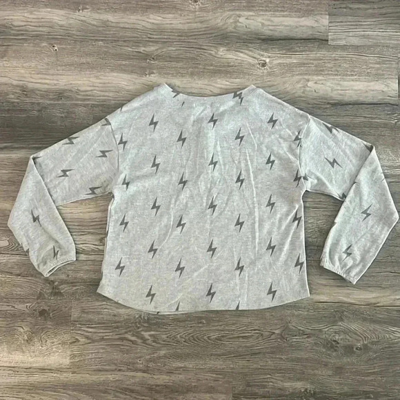 Lola Grace Top Gray Lightning Bolt Pullover Sweater Top Size Small Long Sleeve - Picture 6 of 6